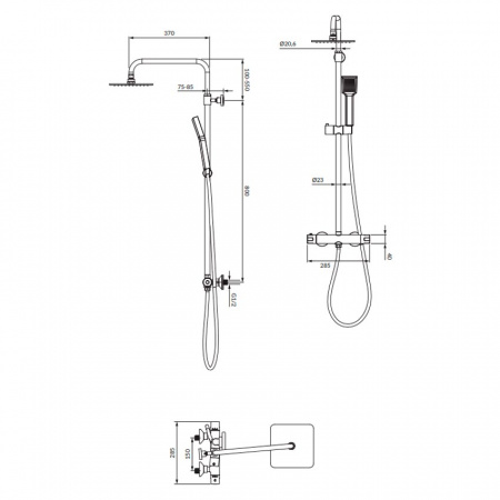 Душевая система (стойка) Omnires Y1244JBL черный фото