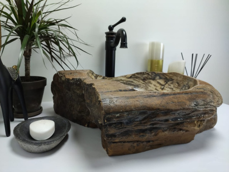 Накладная раковина из окаменелого дерева FS-0407 (54*40*17см) фото