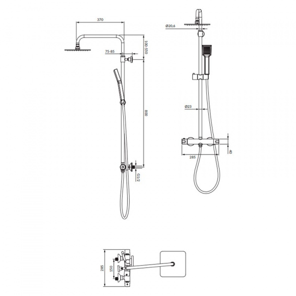 Душевая система (стойка) Omnires Y1244JBL черный фото