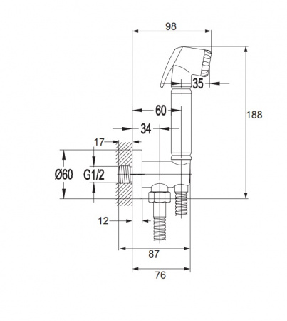 Гигиеническая лейка Omnires Bidetta BIDETTA-PPCR фото