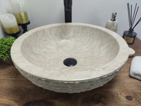 Накладная раковина из мрамора Bowl Marmo Cream Medium BM-00029 (45*45*15см) фото
