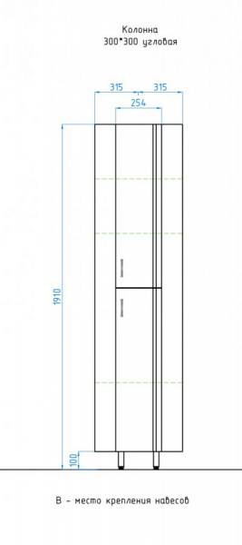 Шкаф-пенал угловой Style Line Эко Стандарт ЛС-00000113 фото