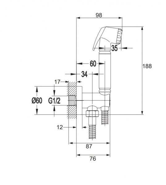Гигиеническая лейка Omnires Bidetta BIDETTA-PPCR фото