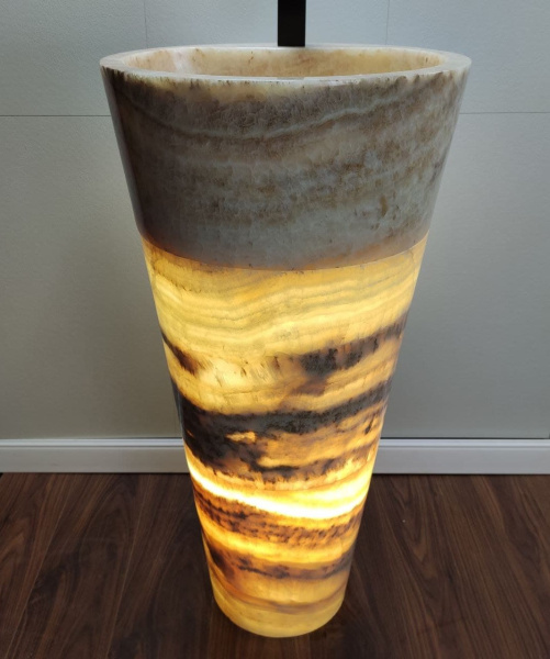 Раковина напольная из оникса Yellow ON-01357 (45*45*90) фото