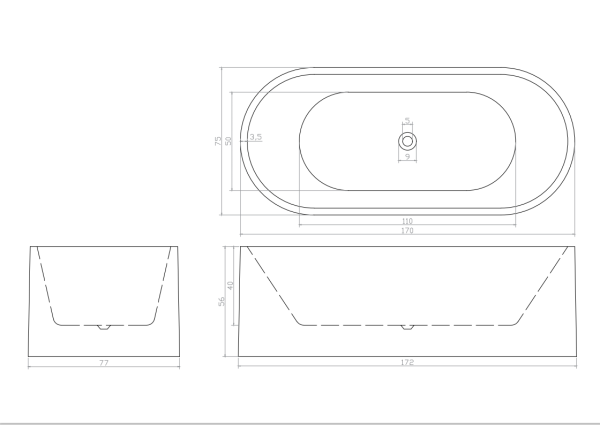 Акриловая ванна Cerutti SPA Cezares CT9330 170x75 фото