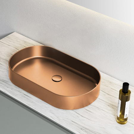 Накладная раковина из нержавеющей стали AltroBagno Eterno 001027RaSp матовая медь фото