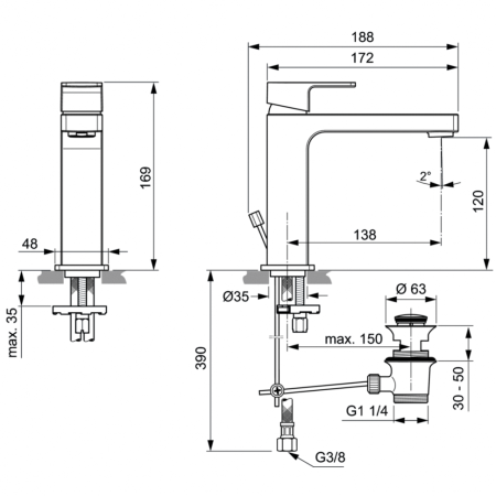 Смеситель для раковины Ideal Standard EDGE A7106AA фото
