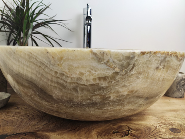 Накладная раковина из оникса Indo Bowl Grey Big BO-00005 фото