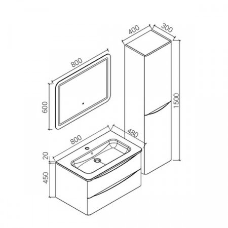 Тумба под раковину Vincea Roberta VMC-1R800LW фото