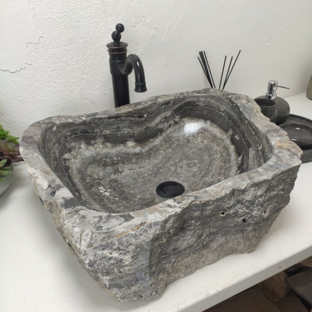 Накладная раковина из оникса Erozy Grey EO-01590 (60*48*16) фото