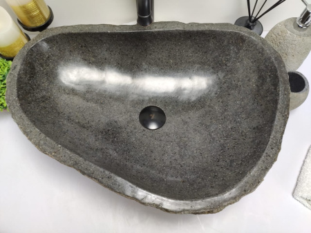 Накладная раковина из речного камня RS0481 (58*44*15) фото
