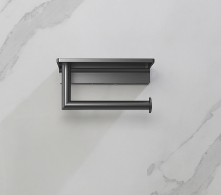 Держатель для туалетной бумаги с полочкой Timo Saona 13043/18 черное золото фото