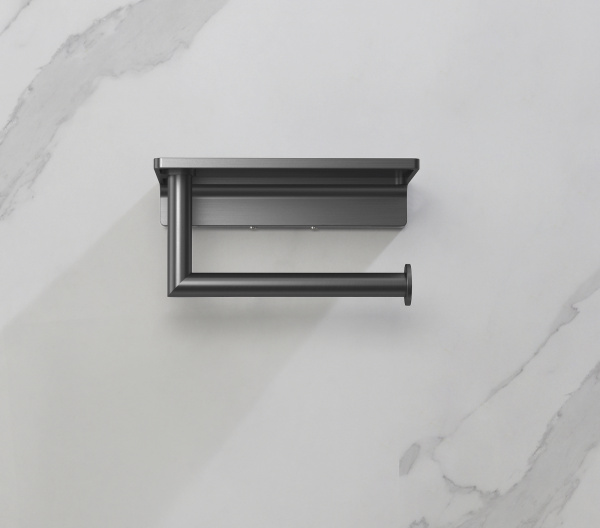 Держатель для туалетной бумаги с полочкой Timo Saona 13043/18 черное золото фото