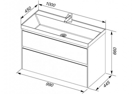 Тумба с раковиной Aquanet Гласс 100 00242526 фото