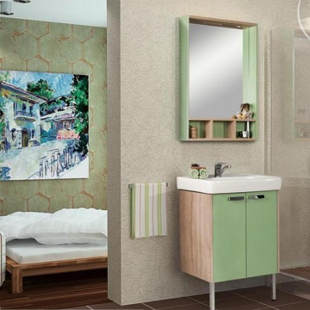 Зеркало-шкаф Акватон Йорк 60 1A170102YOAJ0 салатовый/дуб сонома фото