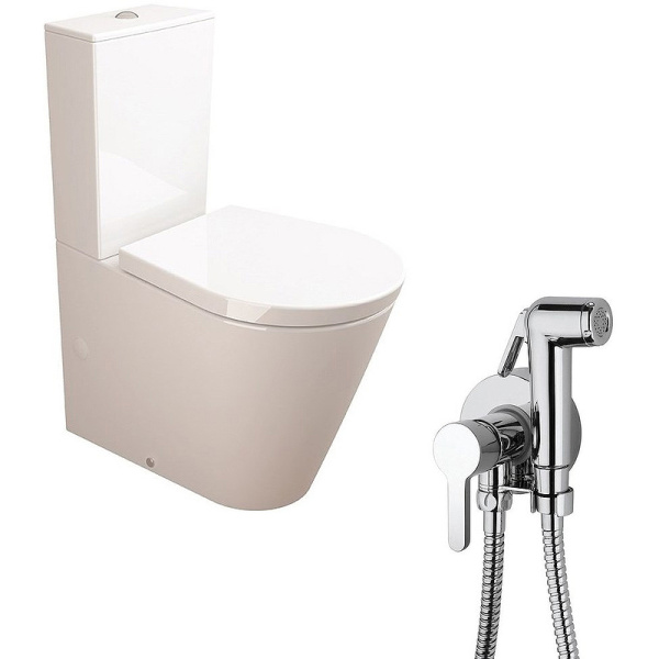Комплект унитаза компакт с гигиеническим душем Sanitana Glam NC111661aosta с бачком и сиденьем Микролифт фото