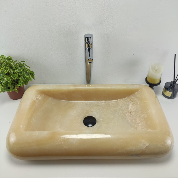 Накладная раковина из оникса Kotak Luncur bibir Yellow KL-00868 (70*40*15) фото