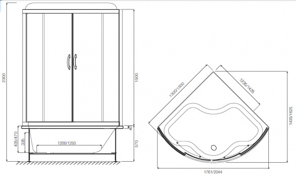 Гидромассажный бокс с паром Am.Pm Bourgeois W65B-150A150WTB 150x150 фото