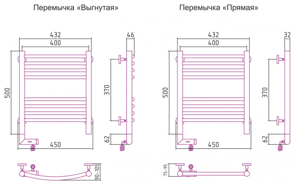 Полотенцесушитель электрический Сунержа Богема 2.0 50х40 с блоком управления справа 00-5203-5040 фото