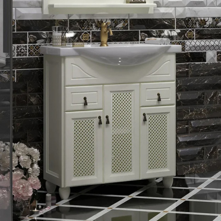 Тумба с раковиной Opadiris Тибет 75 00-00003877 слоновая кость фото