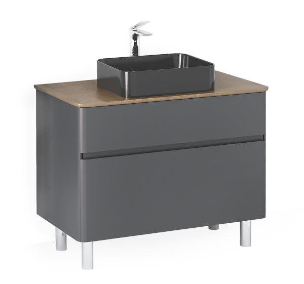 Тумба под раковину Raval Morelle 100 Mrl.01.100/N/A-T/RL антрацит/трюфель фото