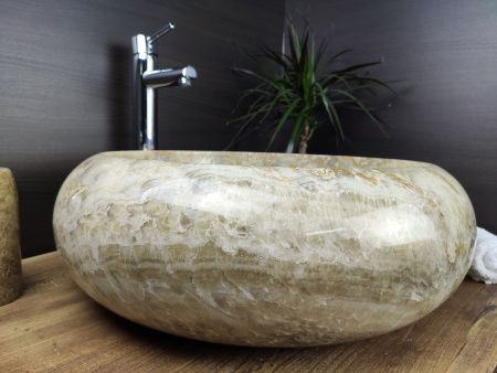 Накладная раковина из оникса Indo Donut Grey Big DO-000176 фото