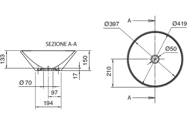 Раковина-чаша Scarabeo Thin Line 42 8010 Белая фото