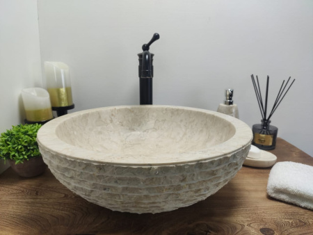 Накладная раковина из мрамора Bowl Marmo Cream Medium BM-00029 (45*45*15см) фото