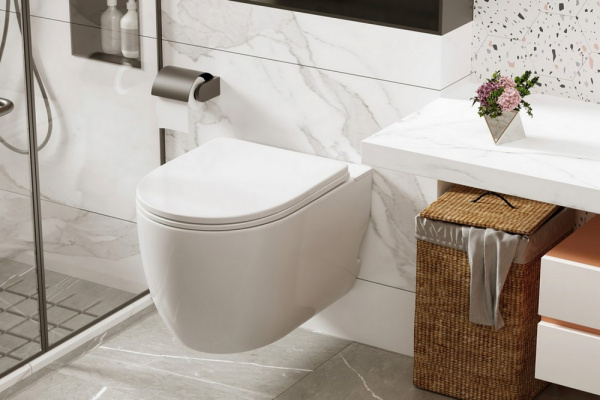 Подвесной унитаз с импульсным смывом Abber Bequem AC1105P и инсталляцией AC0101P фото