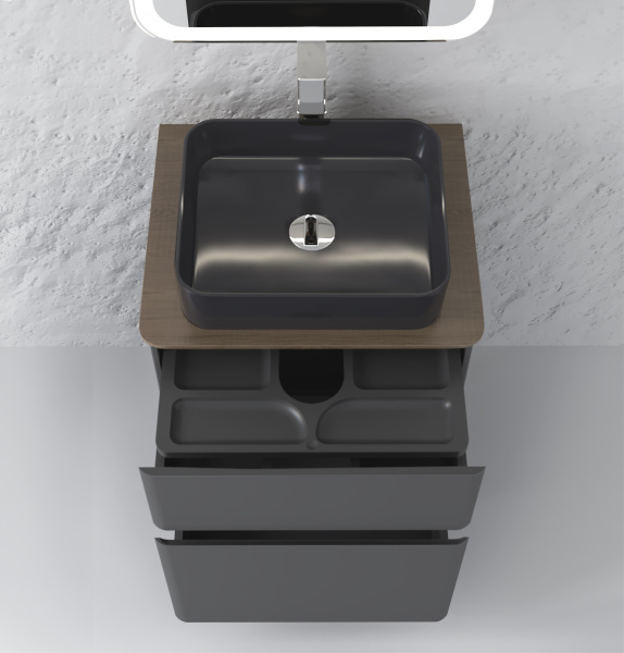 Тумба под раковину Raval Morelle 60 Mrl.01.60/N/A-T/RL антрацит/трюфель фото