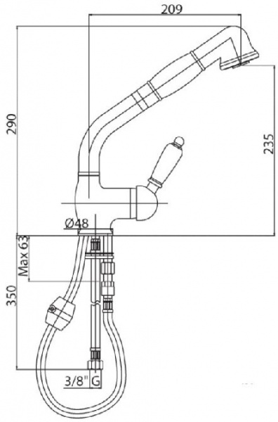 Смеситель для кухни Cezares Vintage VINTAGE-LLDM-03/24-Sw-N золото/swarovski Nero фото