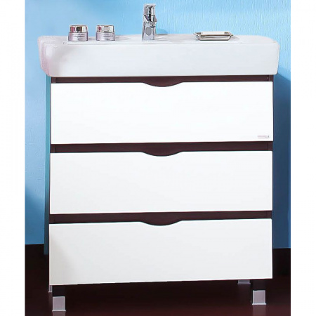 Тумба с раковиной Бриклаер Токио 80 венге/белый глянец фото