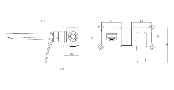 Настенный смеситель для раковины Vincea Puro VBFW-5P01GM вороненая сталь фото