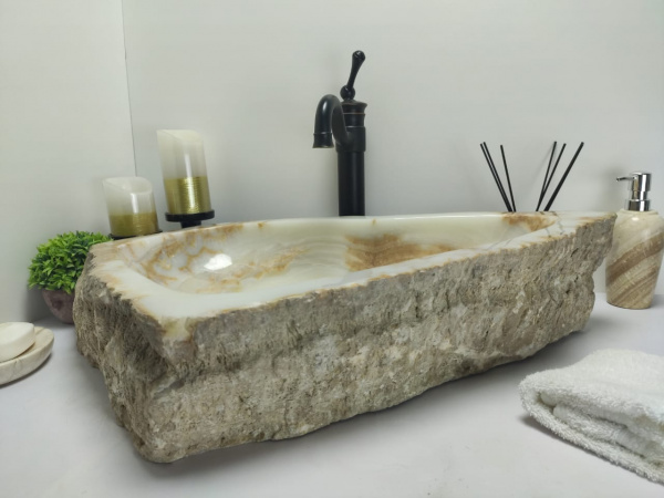 Раковина из оникса Indo Erozy Green XL EO-00057 фото