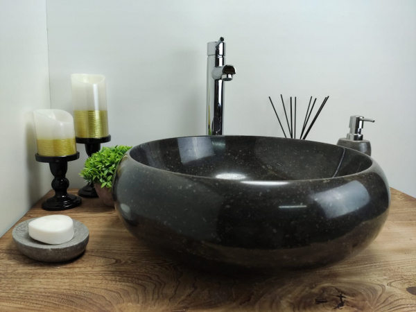 Раковина из мрамора Indo Donut Black Small DM-00182 фото