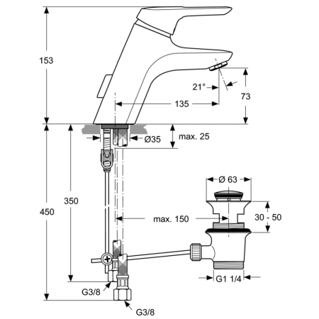 Смеситель для раковины Ideal Standard CERAMIX BLUE A5658AA фото