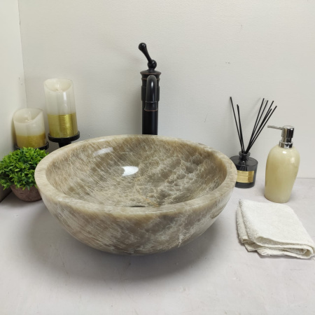 Накладная раковина из оникса Bowl Grey Small BO-00581 (1.9см) (40*40*15см) фото