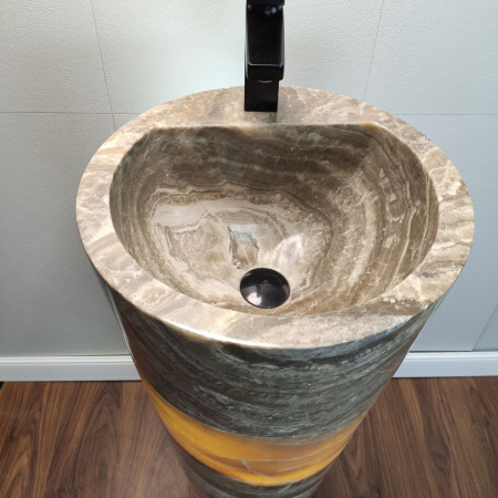 Раковина напольная из оникса Grey ON-01351 (40*40*90) фото