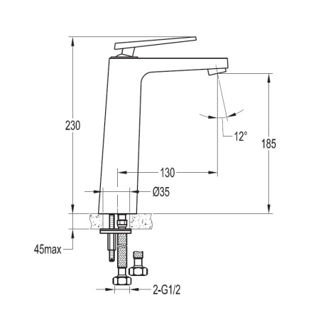 Смеситель для накладных раковин Cezares Baden BADEN-F-LC-01-W0 фото