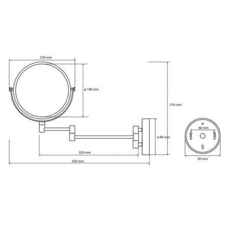 Зеркало косметическое для ванной Bemeta Dark 112201510 фото