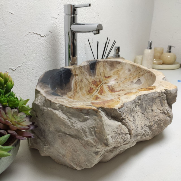 Накладная раковина из окаменелого дерева Fossil Basin OD-01304 (55*38*15) фото