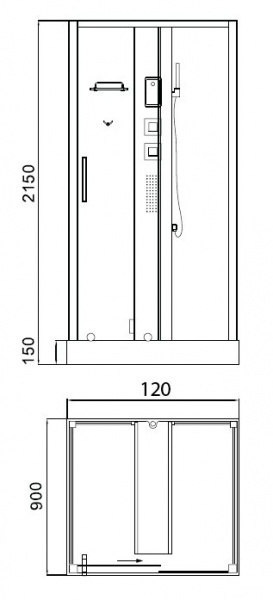 Душевая кабина с гидромассажем и паром Acquazzone 120SL L/R 120х90х220 фото