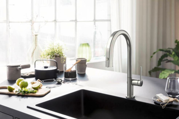 Смеситель для кухни с подключением к фильтру Hansgrohe Aqittura 76803800 сталь фото