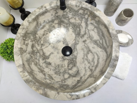 Раковина из мрамора Indo Bowl Grey Doreng Big BM-00025 фото