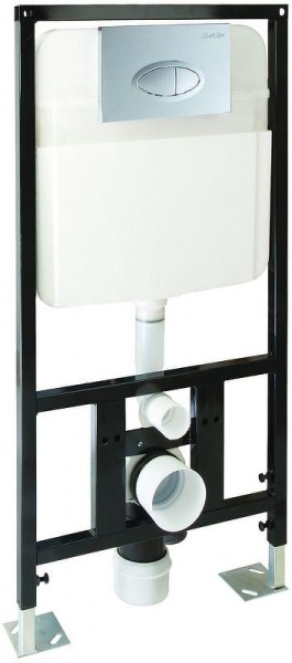 Комплект подвесной унитаз с инсталляцией SantiLine SL-5005T безободковый, с микролифтом, система смыва Tornado + Инсталляция SantiLine SL-01 с кнопкой смыва хром фото