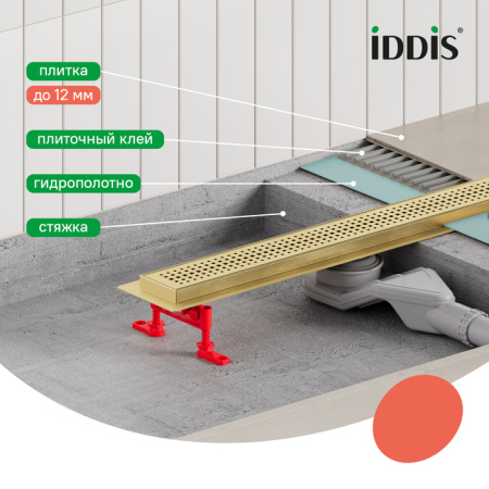 Душевой лоток с решеткой Iddis Perfex 975B5MG20DZ золото матовое фото