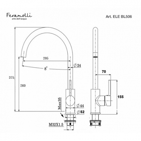 Смеситель для кухни Feramolli BL506 фото