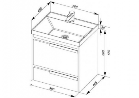 Тумба с раковиной Aquanet Тиволи 60 00212918 фото