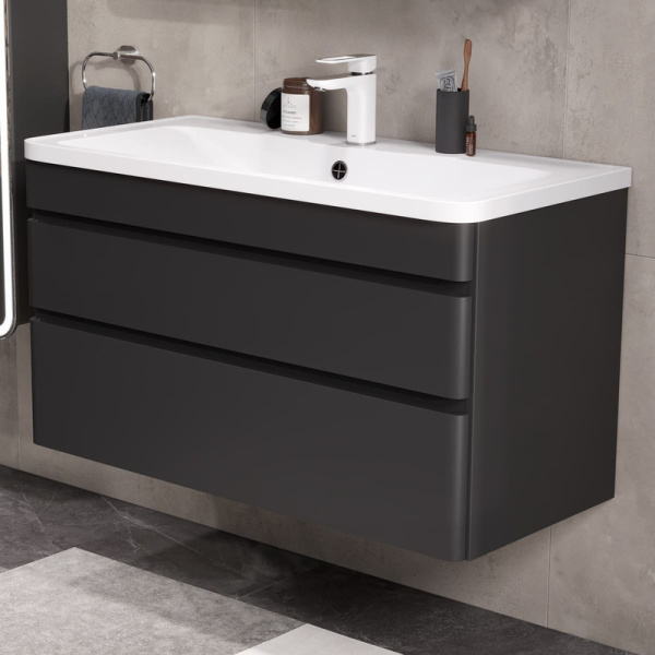 Тумба под раковину EQUIL Eltoro 100 tpELTR100.2Y-03 черный софт фото