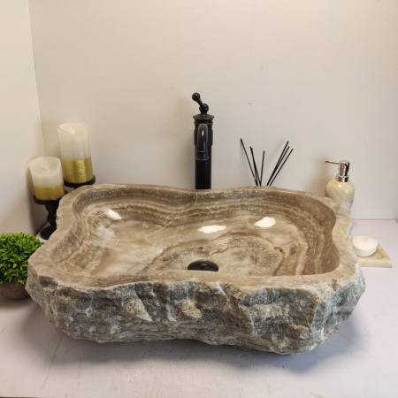 Накладная раковина из оникса Erozy Grey EO-00695 (65*49*15см) фото